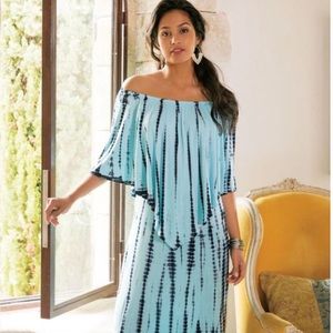 Soft Surroundings Maui maxi blue tie dye dress